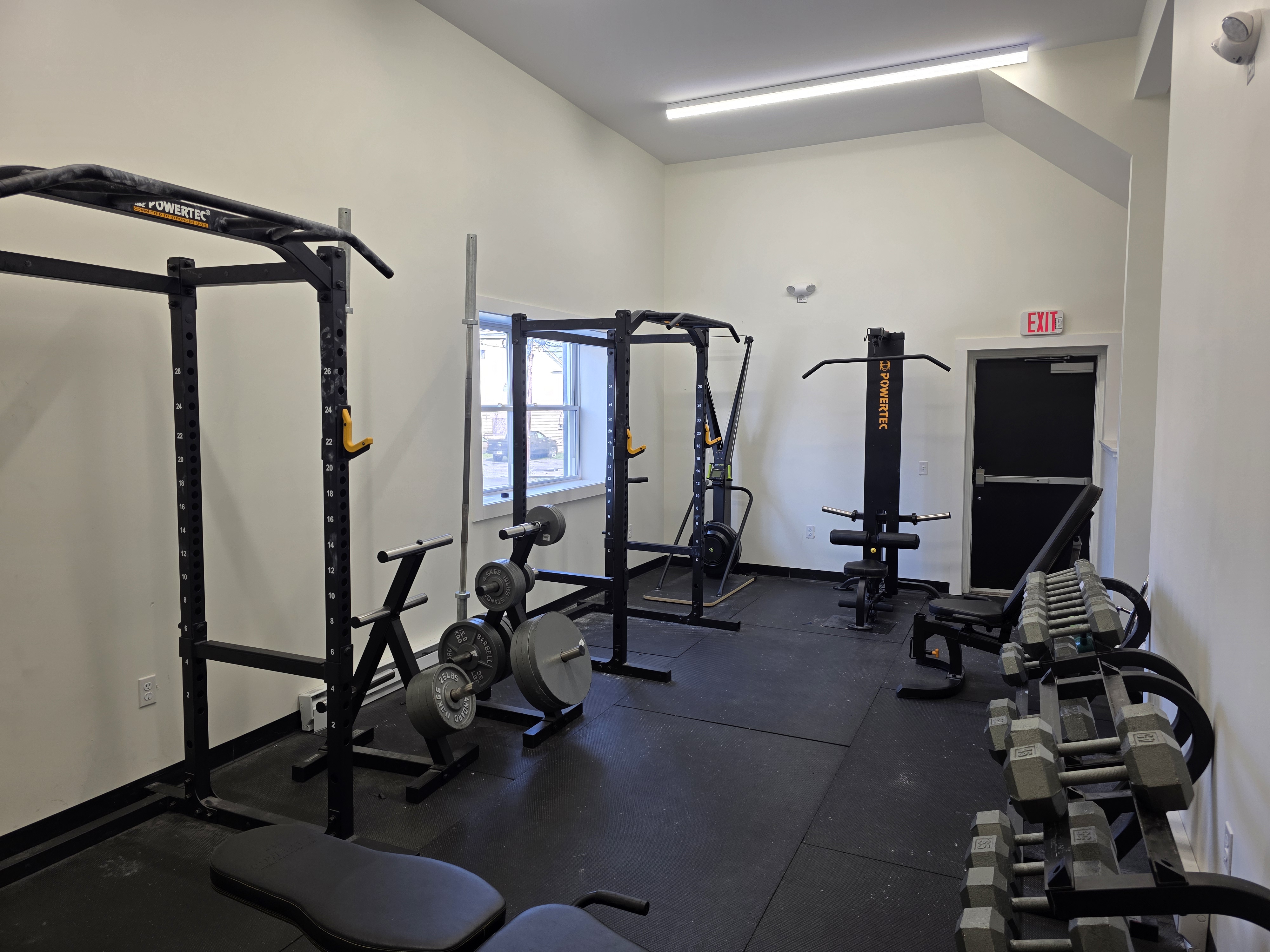 Weight room with training equipment